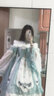 豹了個(gè)貓原創(chuàng  )古風(fēng)lolita鹿與曇花FS大全套吊帶連衣裙 若草色 S 曬單實(shí)拍圖