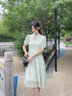 香影（xiangying）改良旗袍女2025夏裝新款碎花裙子國風(fēng)少女年輕款新中式連衣裙 果綠 M 曬單實(shí)拍圖