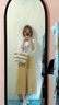 無印良品 MUJI 女式 法國亞麻 寬擺裙 BEK03C0S 暗黃色 S 曬單實(shí)拍圖