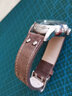 瘋馬皮真皮手表帶男款適用于漢密爾頓西鐵城魯美諾斯雙排針扣22mm表鏈 棕色白線(xiàn)-銀色扣 曬單實(shí)拍圖