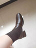 淺町方頭短靴女英倫秋冬針織襪靴百搭粗跟中跟彈力靴毛線(xiàn)筒瘦瘦靴顯瘦 棕色(單里) 37 曬單實(shí)拍圖