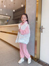 FNJ KIDS女童套裝冬季新款洋氣中大童加絨加厚衛衣兒童馬甲三件套潮 A01粉色 150 （建議身高140-150cm） 曬單實(shí)拍圖