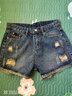 安卡丹牛仔短褲女生新款夏寬松顯瘦韓版百搭刺繡釘珠破洞外穿熱褲子9912 藍色 27 曬單實(shí)拍圖