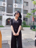 佰藍(lán)嬌連體褲女2025夏季新款女裝時(shí)尚高腰顯瘦闊腿褲垂墜感直筒休閑褲子 黑色 M （建議90-105斤） 曬單實(shí)拍圖