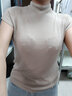 勛貍粑春夏新款冰絲針織衫女短袖修身半高領(lǐng)薄款t恤上衣 卡其色 M:建議90-100斤 曬單實(shí)拍圖