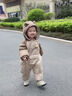 幼歌（YOUGE）嬰幼兒親輕鴨卡通玩偶口袋加厚保暖羽絨爬服連體服 卡其 90cm 曬單實(shí)拍圖