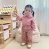 幼歌（YOUGE）女寶寶森系甜美娃娃領(lǐng)襯衫兒童溫暖花朵毛衣馬甲套裝潮 米白襯衫 90 cm 曬單實(shí)拍圖