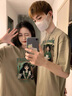 MDlila520情侶衣服情侶裝夏季小眾2025年新款情人節(jié)短袖t恤團(tuán)體班服定制 (卡通頭像)灰綠色單件 XL 男（建議135-160斤） 曬單實(shí)拍圖