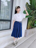 小豬彼特女童半身牛仔裙2025新款春秋女大童高腰春裝裙子中長(cháng)款兒童a字裙 4358藍色 150 cm 曬單實(shí)拍圖