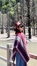 披肩民族風(fēng)女外套百搭斗篷披風(fēng)旅游穿搭外搭加厚毯子云南披肩兩用 紅枚拼色 曬單實拍圖