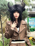 溪谷幽幽牛魔王大黑牛毛絨雷鋒帽男女冬季保暖護(hù)耳朵防風(fēng)防寒牛頭套頭帽子 黑色 均碼（56-58cm） 曬單實(shí)拍圖