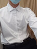 熊小司（XIONGXIAOSI）春夏季長(cháng)袖襯衫男士商務(wù)修身正裝仿蠶絲青年免燙絲綢順滑料白襯衣 白色GC21-5 長(cháng) 39/L(適合115-130斤) 曬單實(shí)拍圖