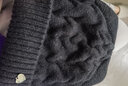 ELLE毛線(xiàn)帽子女秋冬季戶(hù)外保暖時(shí)尚百搭可愛(ài)貓耳絞花純羊毛針織帽冷帽 神秘黑 曬單實(shí)拍圖