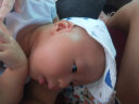 aqpa新生儿夏季帽子婴儿太阳帽男女宝宝外出防晒遮阳棉纱布鸭舌帽 白底蓝咖三角 0-3个月（适用头围34-37cm） 实拍图