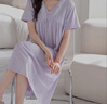 浪莎（LangSha）睡裙女夏季純棉薄款短袖帶胸墊家居服女士甜美公主風(fēng)可外穿連衣裙 701芋紫（帶胸墊） M【155-160cm/90-110斤】 曬單實(shí)拍圖