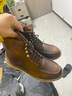 羚步 新款馬丁靴靴子男潮高幫休閑皮鞋厚底中幫短靴英倫工裝靴潮流復古男靴 咖啡色 41 曬單實(shí)拍圖