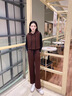 蘇洛琳2025年春秋季新款時(shí)尚運(yùn)動(dòng)套裝休閑闊腿褲女士裝寬松直筒長(zhǎng)褲子 咖啡色三件套套裝 M （建議95-105斤） 曬單實(shí)拍圖