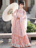 卡輯（KAARJIYY）新款原創(chuàng)漢服女古裝明制中國(guó)風(fēng)漢元素藍(lán)色云肩立領(lǐng)對(duì)襟衫夏季 【花未眠】粉色 云肩+對(duì)襟衫+吊帶+馬面裙 S 曬單實(shí)拍圖