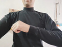 莫代爾中高領(lǐng)保暖套裝男士打底內衣純棉內穿大碼全棉毛衫秋衣秋褲  【中領(lǐng)款 2套裝】黑色+藏青 L /170（體重105-130斤） 曬單實(shí)拍圖