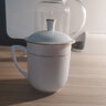 景順景德鎮陶瓷茶杯帶蓋辦公室會(huì )議杯子金邊茶杯白瓷杯定制logo刻字 水滴杯（金邊）450ml 曬單實(shí)拍圖