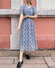 顏域（YANYEE）泡泡袖收腰顯瘦碎花連衣裙女2024夏新款氣質(zhì)中長(cháng)款連衣裙雪紡裙 藍花 L/40 曬單實(shí)拍圖
