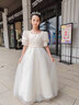 tunghsiaofei花童婚禮小女孩禮服女童12歲生日公主裙主持人鋼琴演奏表演演出服 淺香檳 130 適合體重50-55斤 曬單實(shí)拍圖