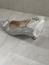ZHR高跟鞋女優(yōu)雅尖頭單鞋女氣質(zhì)水鉆婚鞋女珍珠鏈細跟女鞋 銀色 34 曬單實(shí)拍圖