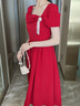 麥斯貝思敬酒服新娘遮肚子酒紅色訂婚衣服女禮服連衣裙小個(gè)子大碼 酒紅色 3XL 曬單實(shí)拍圖