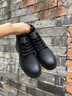 波佐斯（POEZONIS）高幫馬丁靴男真皮冬季加絨棉鞋內增高英倫風(fēng)休閑工裝短靴子 黑色（四季單鞋） 41 曬單實(shí)拍圖