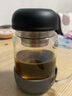 miGo玻璃杯420ML商務(wù)男女辦公大容量水杯帶把手茶水分離泡茶杯子帶茶隔  太空塔灰 曬單實(shí)拍圖