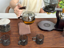 尚言坊玻璃自動(dòng)茶具套裝整套高檔懶人泡茶神器家用磁吸泡茶壺茶具三件套 1青灰-五福自動(dòng)茶具+元舍五配件 曬單實(shí)拍圖