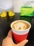 岸寶 一次性奶茶杯咖啡紙杯加厚熱飲打包杯瓦楞三層防燙紙杯紅色帶蓋 紅色280ML帶黑蓋50只 曬單實拍圖