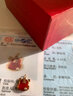菜百首飾 18K金吊墜虎年賀歲紅?；㈨棄?紅瑪瑙鉆石吊墜女士 生肖虎  KJ 吊墜+黑繩+K玫瑰45cm項鏈+包裝 曬單實拍圖