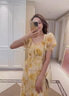 DPLAY2025年秋季新款黃色連衣裙女法式雪紡碎花裙多巴胺度假裙子 黃調印象花園 S 曬單實(shí)拍圖