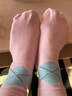 BestFoot凝膠防裂襪子男保濕中筒襪款防腳裂襪全足全腳防足干裂棉襪夏季 女-菱格粉色（前掌后跟凝膠） 1雙 曬單實(shí)拍圖