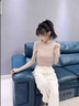 蕉京22年新款純棉高領(lǐng)衫女春秋洋氣堆堆領(lǐng)長袖T恤上衣服女生女士顯瘦 皮粉 L 93-104斤 曬單實拍圖