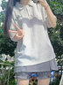 SHXI美式Polo衫短袖女潮牌ins百搭慵懶風(fēng)韓版寬松小眾設(shè)計(jì)感正肩t恤夏 灰色  XL 適合121-135斤 曬單實(shí)拍圖