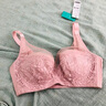 水中花薄棉杯大胸顯小蕾絲內衣女聚攏收副乳防下垂紅色本命年全罩杯文胸 薔薇粉 75B 曬單實(shí)拍圖