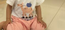 aqpa婴儿内衣套装夏季纯棉宝宝空调衣服薄款分体短袖短裤【配汗巾】 白底粉骆驼 90cm 实拍图