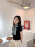 歐凡迪長條絲巾女杭州絲綢春秋季韓版印花裝飾小領(lǐng)巾真絲圍巾100 玉綠色四葉花真絲長條 曬單實拍圖
