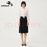 哥弟（GIRDEAR）女裝通勤中長三醋酸半身包臀裙（附腰帶）1200134 黑 2XL (6碼) 曬單實拍圖