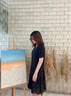 莎妮朵羅大碼女裝胖MM夏裝新款200斤顯瘦韓版黑色寬松休閑短袖連衣裙17991 黑色 2XL建議120-140斤穿著 曬單實(shí)拍圖