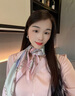 瑪麗亞·古琦絲巾真絲女方巾媽媽絲綢圍巾小方巾桑蠶絲領(lǐng)巾禮盒 粉色 曬單實(shí)拍圖