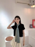 歐凡迪長條絲巾女杭州絲綢春秋季韓版印花裝飾小領(lǐng)巾真絲圍巾100 玉綠色四葉花真絲長條 曬單實拍圖