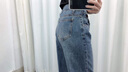 安卡丹闊腿牛仔褲女寬松春夏新韓版高個(gè)子女生高腰垂感顯瘦拖地褲子9116 懷舊藍正常褲 27碼 曬單實(shí)拍圖