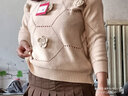 索宛亦（SUOWANYI）大碼女裝胖mm秋冬套裝女2023新款學(xué)院風(fēng)減齡百搭顯瘦百褶裙兩件套 卡其色上衣+咖色裙子 XL 【建議120-140斤】 曬單實(shí)拍圖