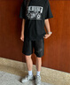 CLOR休閑短褲男士運動(dòng)鹿皮絨直筒褲夏季潮流寬松五分褲子KXP02黑色L 曬單實(shí)拍圖