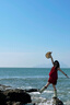 鯨曦草編漁夫帽女夏季透氣韓版顯臉小水桶帽大帽檐遮陽防曬海邊草帽子 彩虹草編帽【米色】 曬單實拍圖