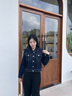 自巧（ZIQIAO）小個(gè)子學(xué)院風(fēng)復古牛仔外套女2023秋季新款短外套氣質(zhì)顯瘦上衣 深牛仔藍 XXS (1碼) 曬單實(shí)拍圖
