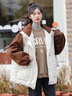 丹珠娜假兩件棉服女裝冬季新款寬松韓版棉衣女小個(gè)子加厚學(xué)生棉襖外套女 卡其色 M 曬單實(shí)拍圖